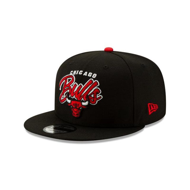 NBA Chicago Bulls Retro Script 9Fifty Snapback (BLQ3798) - Black New Era Caps